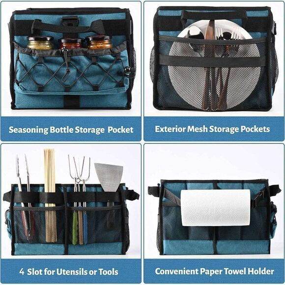 Paper Towel Caddy Grill BBQ Holder, Picnic Organizer Utensil Caddy Condiment‎ - Picture 3 of 7